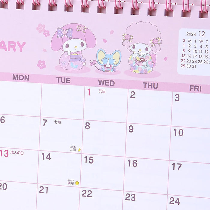 Sanrio Ring Calendar 2025 My Melody Desk Calendar with Schedule Stickers 451266