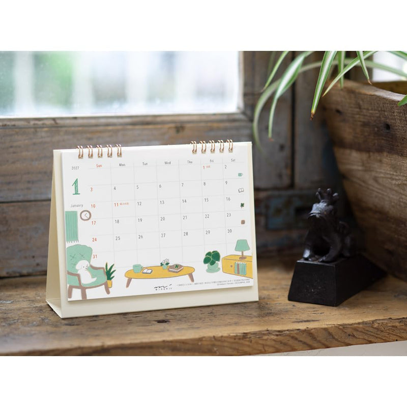 Midori 2027 Desk Calendar M Dog Pattern 31408006