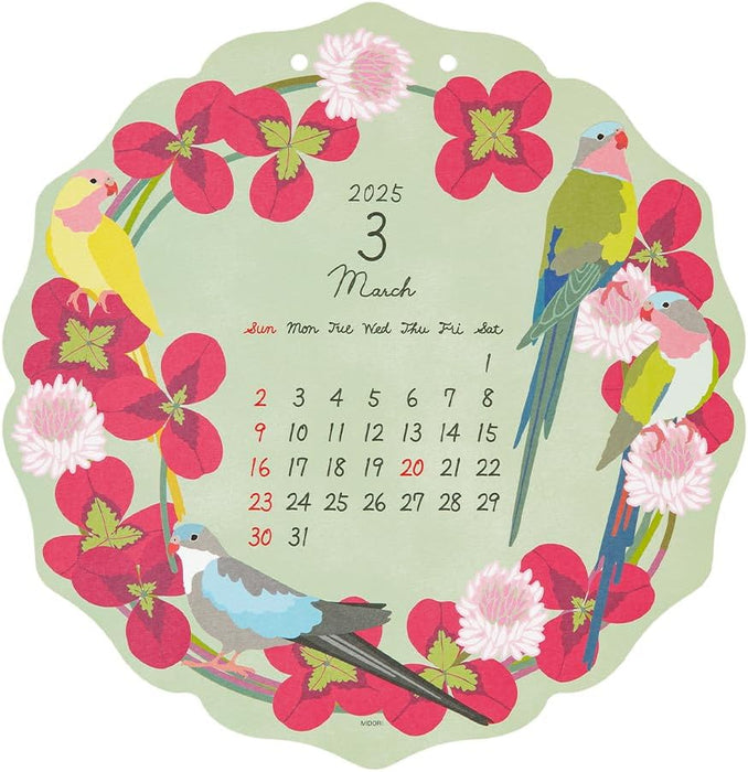 Midori 2025 Wall Calendar Die-cut Bird Pattern 31323006