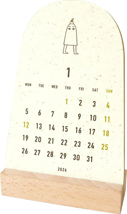 EL COMMUN MATOKA 2026 Desk Calendar Wooden Stand Die-Cut Papyrus CAL-138
