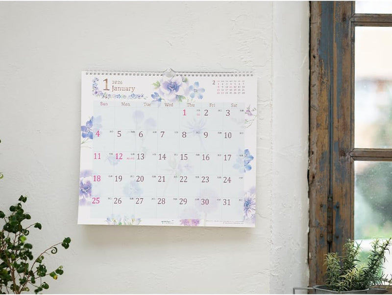 Midori 2026 Wall Calendar L Country Time Floral Pattern 31376006