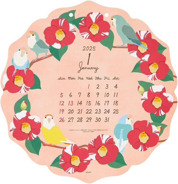 Midori 2025 Wall Calendar Die-cut Bird Pattern 31323006