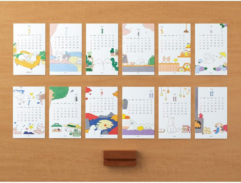 Midori 2026 Desk Calendar Stand Calendar Dog Pattern 31366006