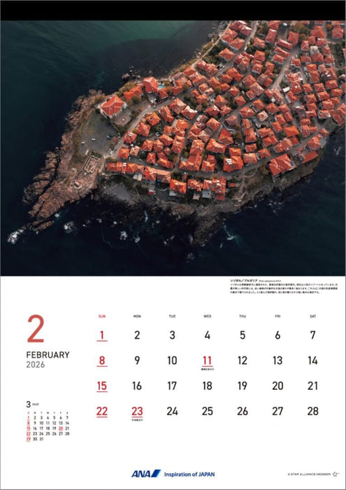 ANA 'Graphic Gallery Bird's eye In the World' 2026 Wall Calendar CL26-1145