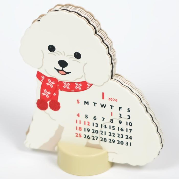 Greeting Life 2026 Desk Calendar Animal Die Cut Mini Toy Poodle C-1700-ET