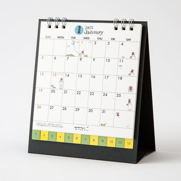 Midori 2025 Desk Calendar S Ojisan Pattern 31311006