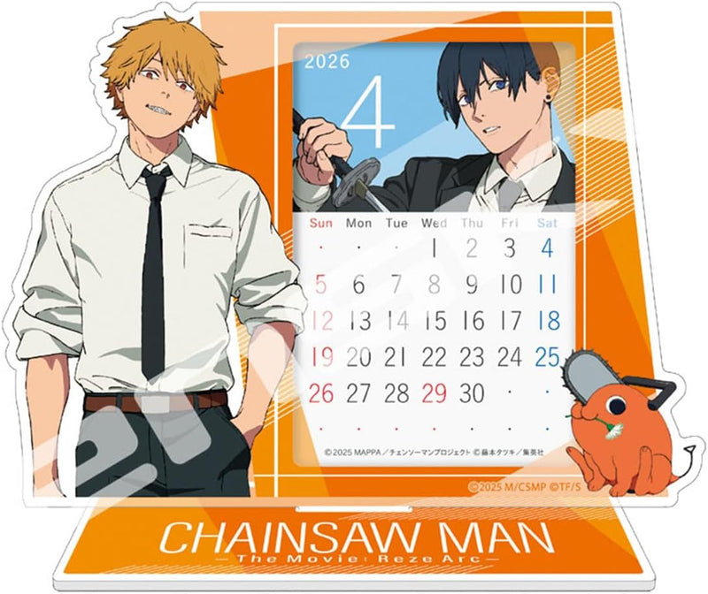 Ensky 'Chainsaw Man - The Movie: Reze Arc' 2026 Acrylic Stand Desk Calendar 100 x 149mm CL-032