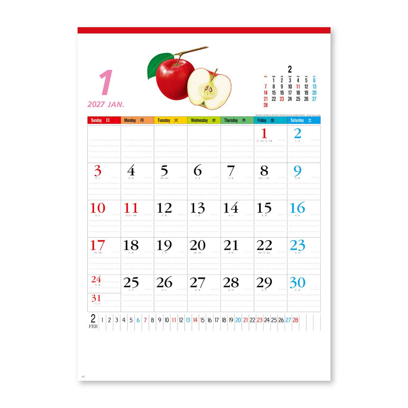 Midori 2027 Wall Calendar L Dog Pattern 31420006