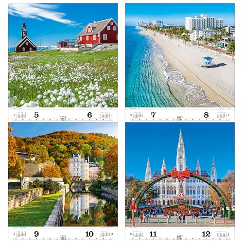 Todan 2027 Wall Calendar Views of the World Tohan DX Film 75 x 50.4cm TD-521