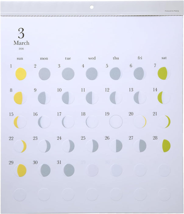Replug 2026 Wall Calendar Moon Phases Michiru A26-505