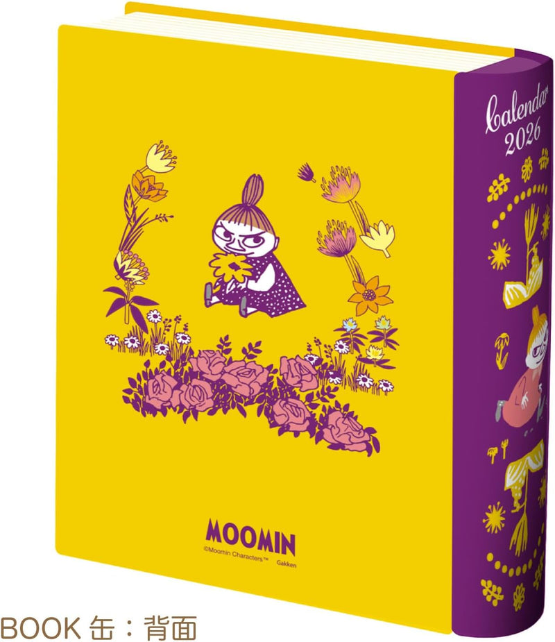 Gakken Sta:Ful 2026 Calendar Moomin Desk Calendar - Book-Shaped Tin with Stand (Little My) M21002