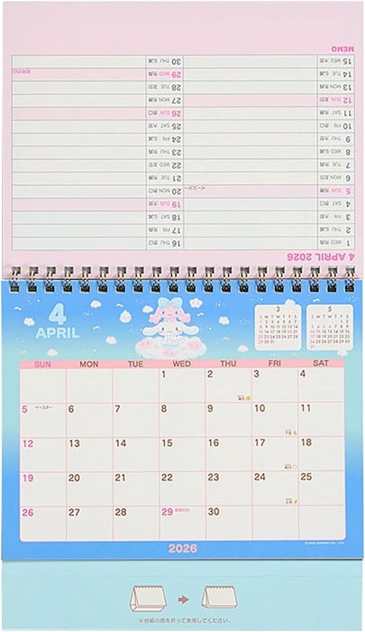 Sanrio Ring Calendar 2026 Cinnamoroll Desk Calendar 622095