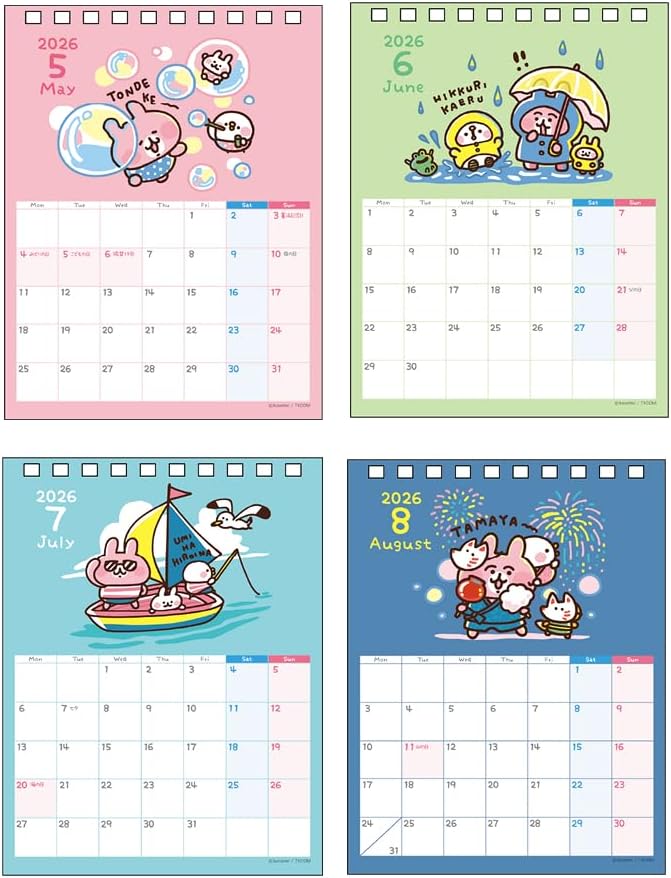 Sun-Star Stationery Kanahei 2026 Desk Calendar Pisuke & Usagi S8521735