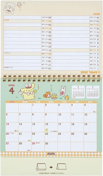 Sanrio Ring Calendar 2025 Pompompurin Desk Calendar with Schedule Stickers 451347