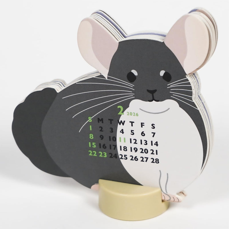 Greeting Life 2026 Desk Calendar Animal Die Cut Chinchilla Mini C-1707-ET
