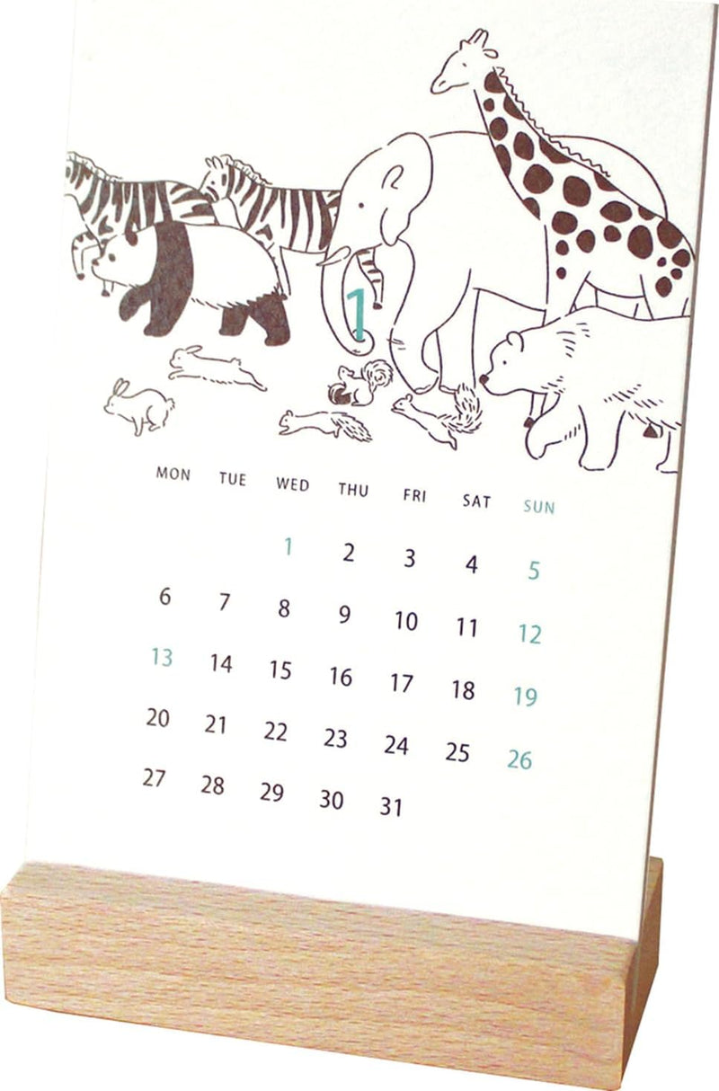 EL COMMUN MATOKA 2025 Desk Calendar Wooden Stand Arara CAL-106