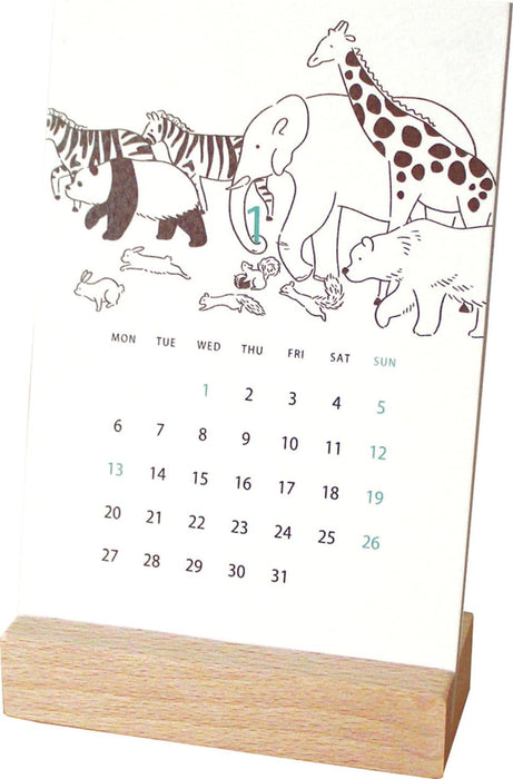 EL COMMUN MATOKA 2025 Desk Calendar Wooden Stand Arara CAL-106