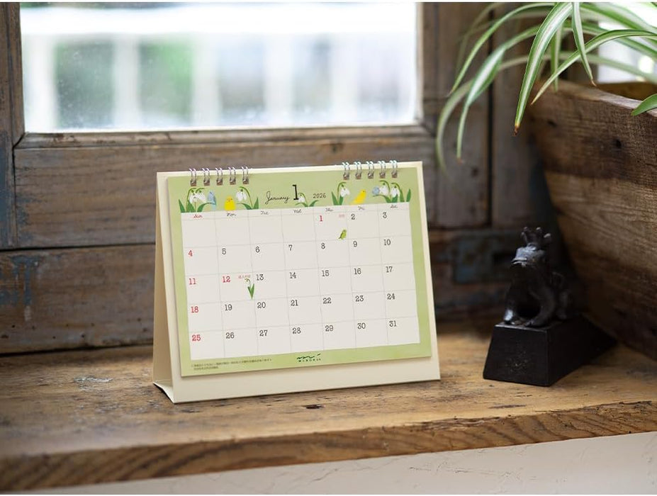 Midori 2026 Desk Calendar M Bird Pattern 31365006