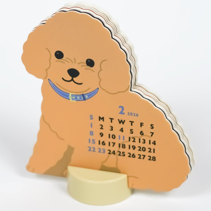 Greeting Life 2026 Desk Calendar Animal Die Cut Mini Toy Poodle C-1700-ET