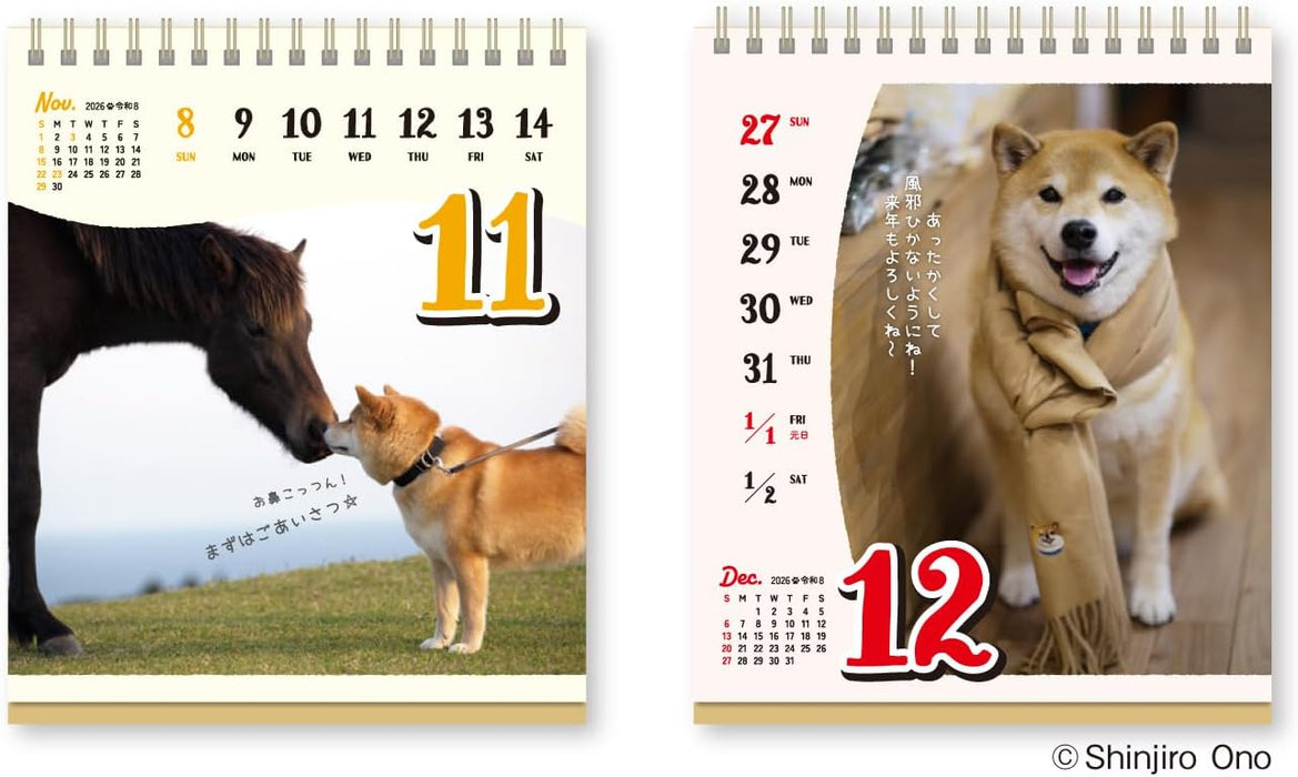 New Japan Calendar 2026 Desk Calendar Shiba Inu Maru's Chatter Weekly Flip NK4600