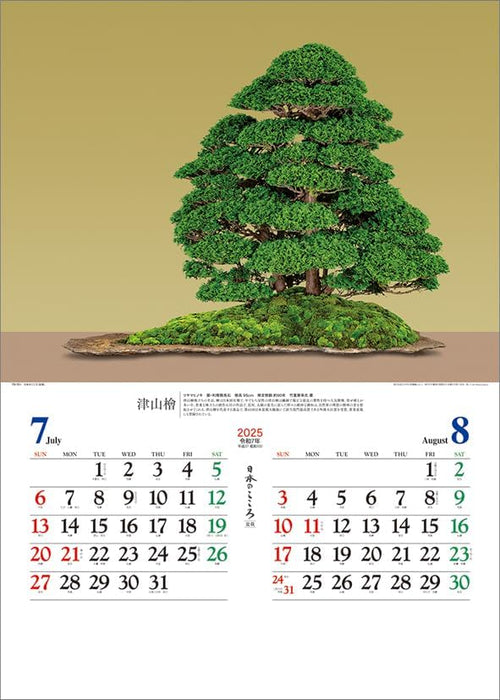 Todan 2025 Wall Calendar Japanese Heart Bonsai CL25-1073