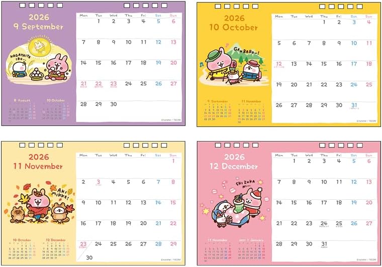 Sun-Star Stationery Kanahei 2026 Desk Calendar Pike & Usagi S8521590