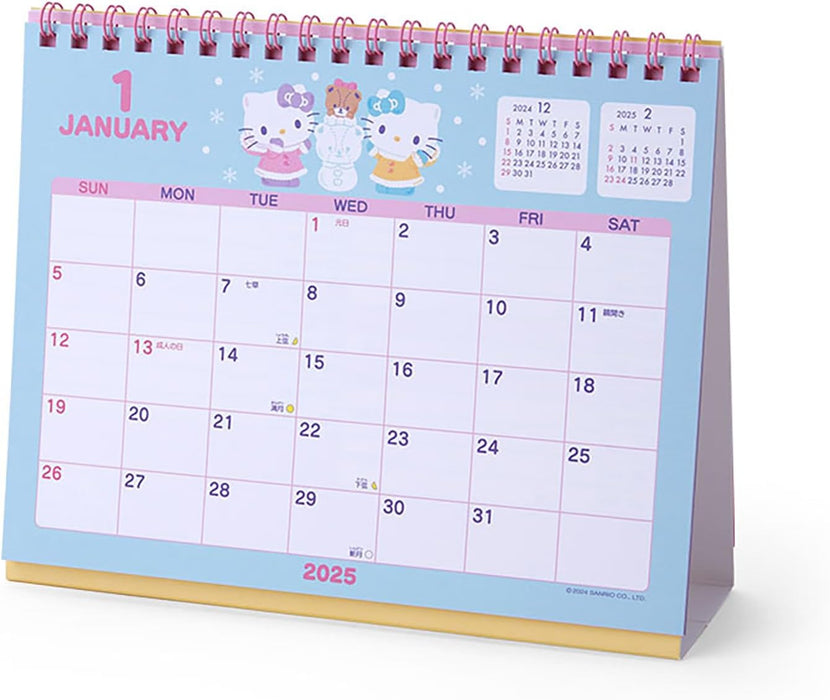 Sanrio Ring Calendar 2025 Hello Kitty Desk Calendar with Schedule Stickers 451258