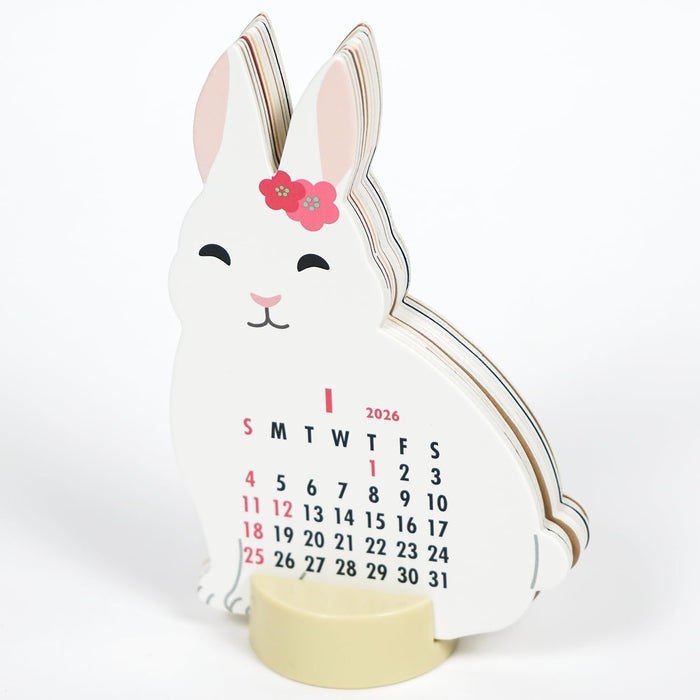 Greeting Life 2026 Desk Calendar Animal Die Cut Rabbit C-1719-ET