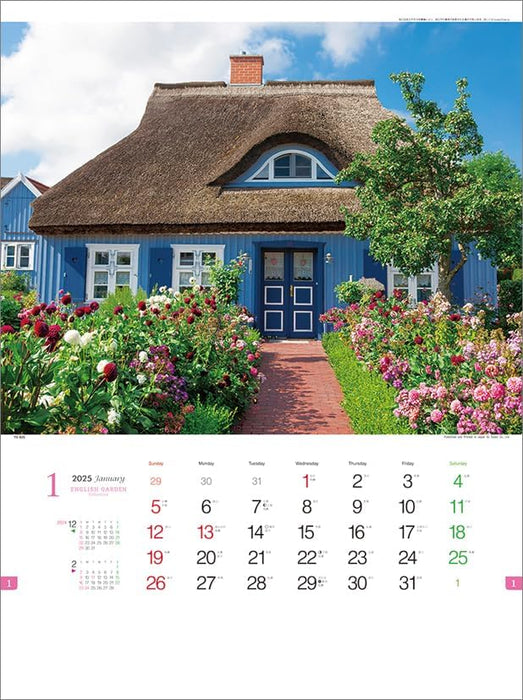 Todan 2025 Wall Calendar English Garden Collection CL25-1071