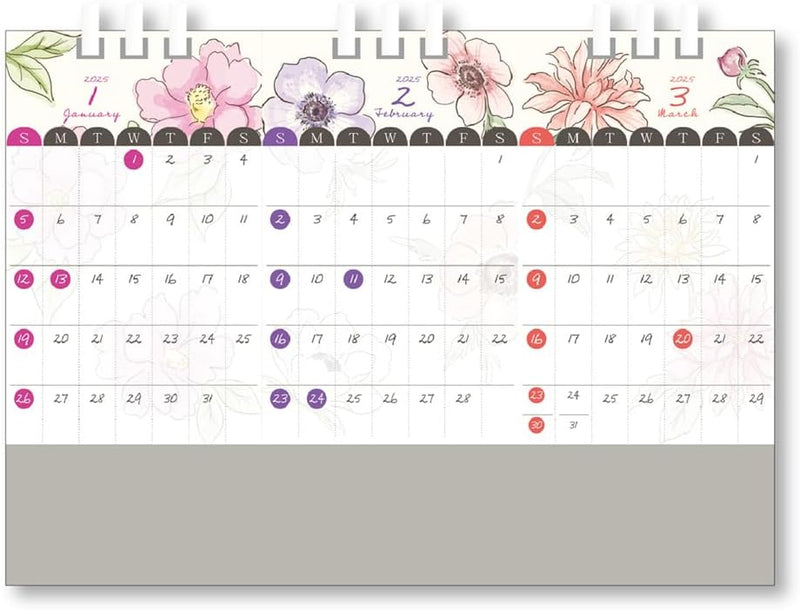 King Corporation 2025 Desk Calendar Flower schedule 131 x 180mm KC10042
