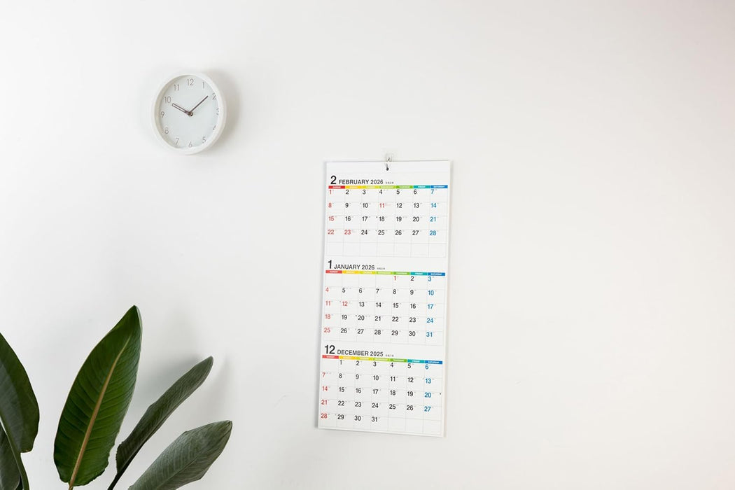 Takahashi 2026 Wall Calendar 3-Month View Modified A2 Size E6