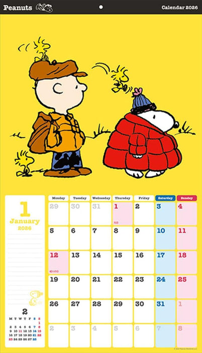 Sun-Star Stationery Snoopy 2026 Calendar 61 x 35cm CL-066