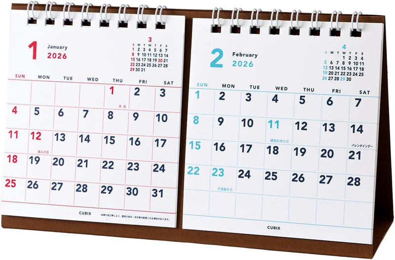 M-PLAN 2026 Cubics Desk Calendar Petit 2-Month Basic 204006-01-65
