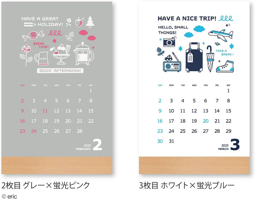 New Japan Calendar 2025 Desk Calendar eric neon color NK4112