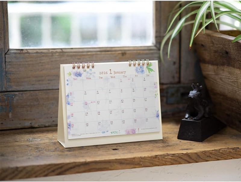 Midori 2026 Desk Calendar M Country Time Floral Pattern 31364006