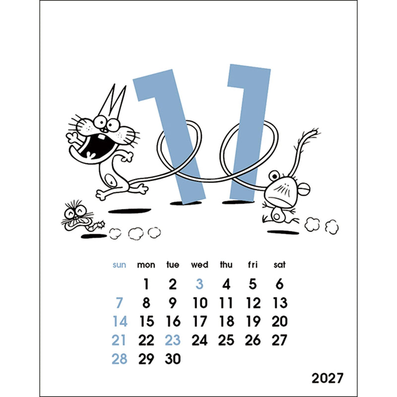 New Japan Calendar 2027 Desk Calendar Fine Plan Blue NK560