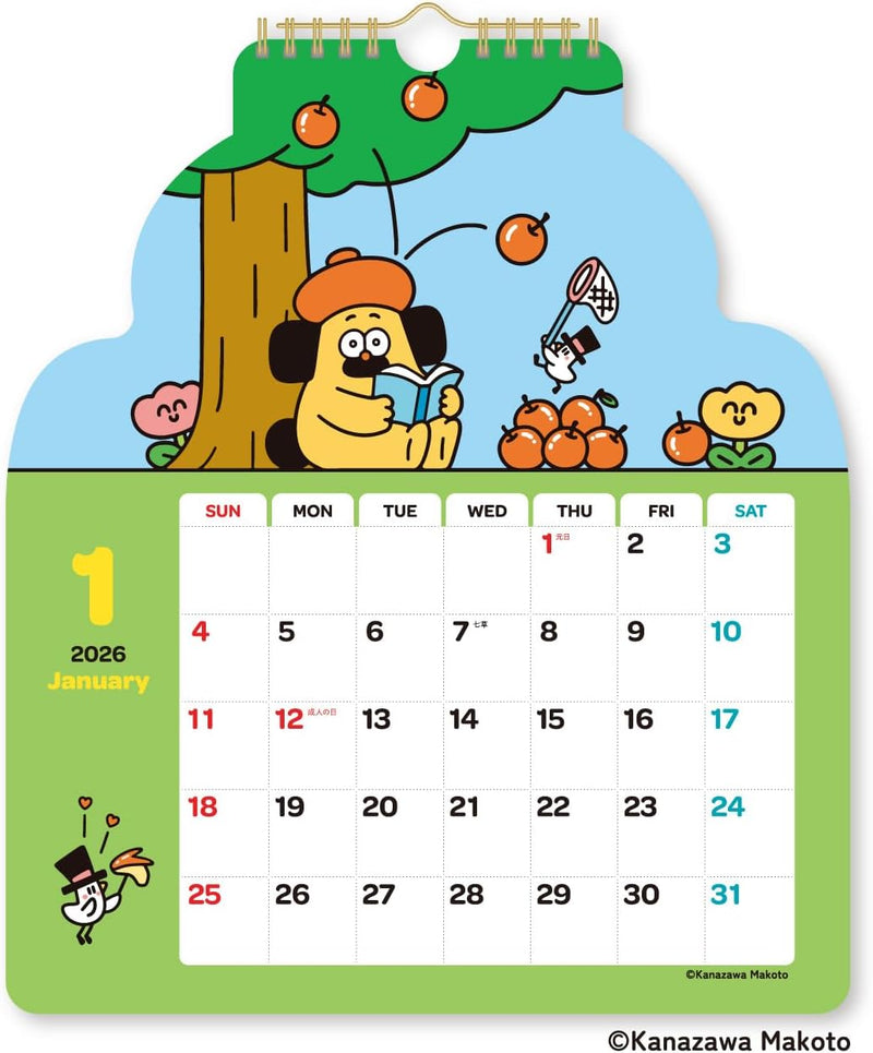 New Japan Calendar 2026 Wall Calendar Ohige no Pon Die-cut NK4040