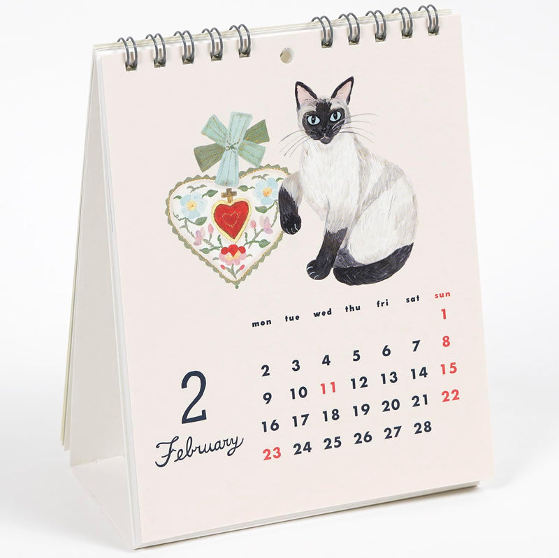 Greeting Life 2026 Desk Calendar Kahoko Sodeyama Cat & C-1686-SD