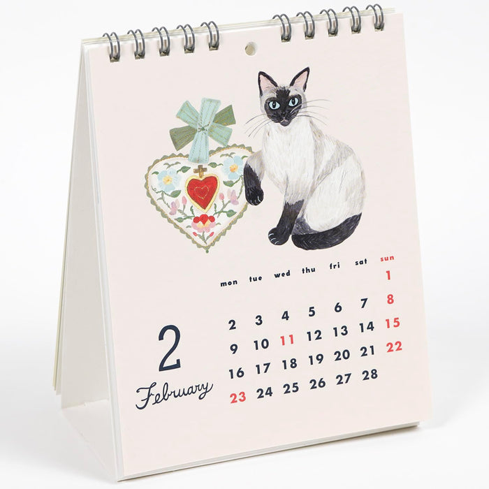 Greeting Life 2026 Desk Calendar Kahoko Sodeyama Cat & C-1686-SD