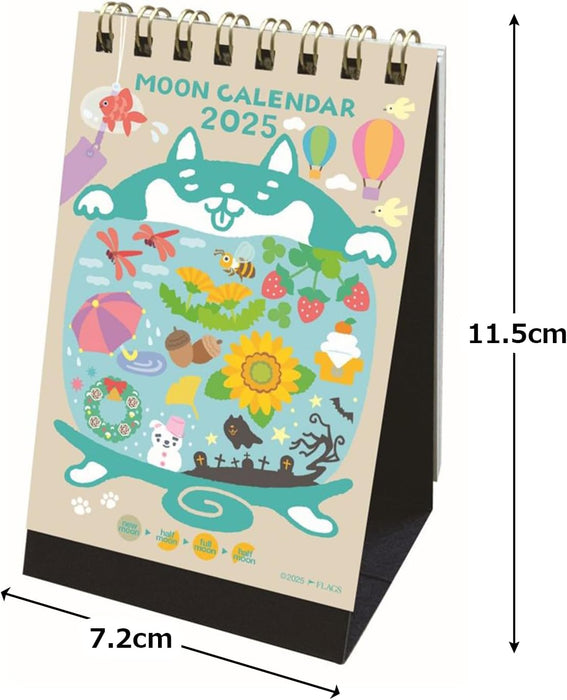 Moon Graphics 2025 Calendar Moon Desk Calendar Shiba Inu CD202505