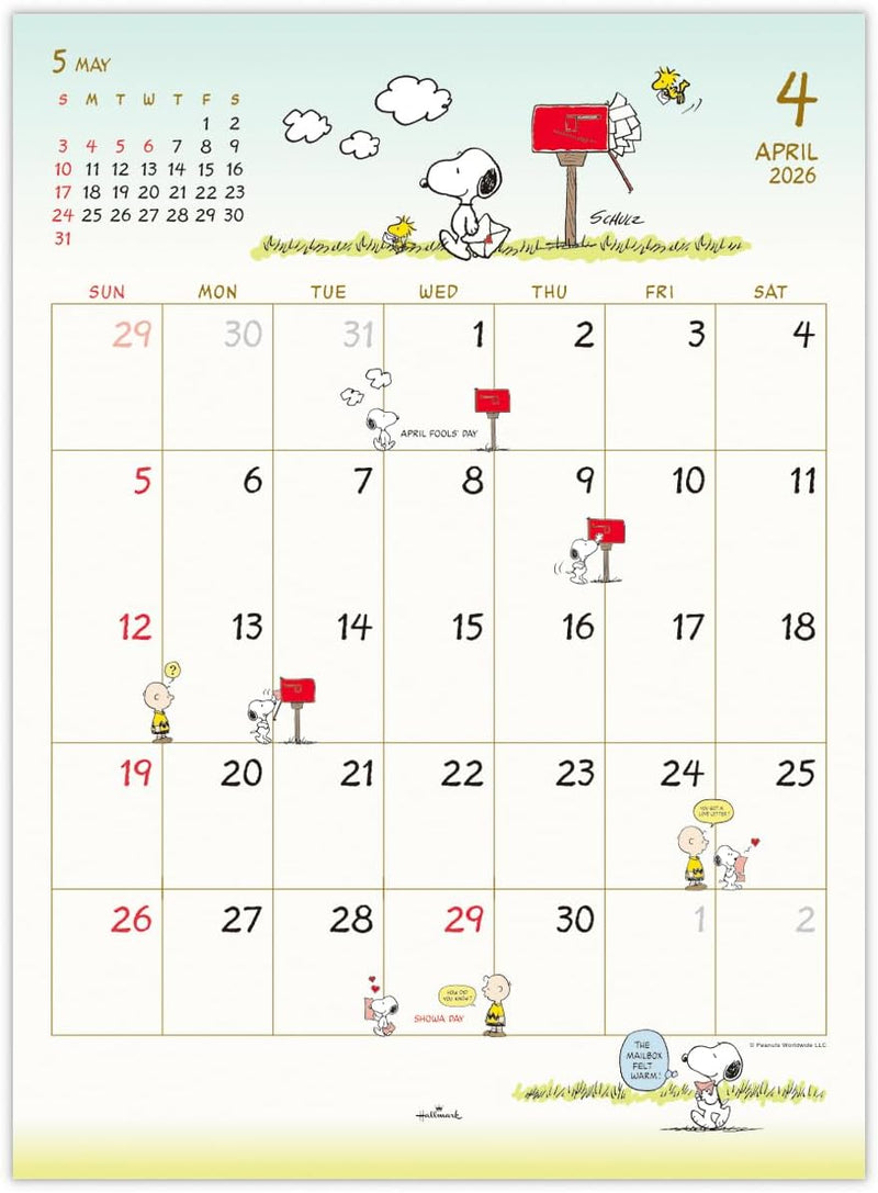 Hallmark Snoopy 2026 Wall Calendar Large 845360