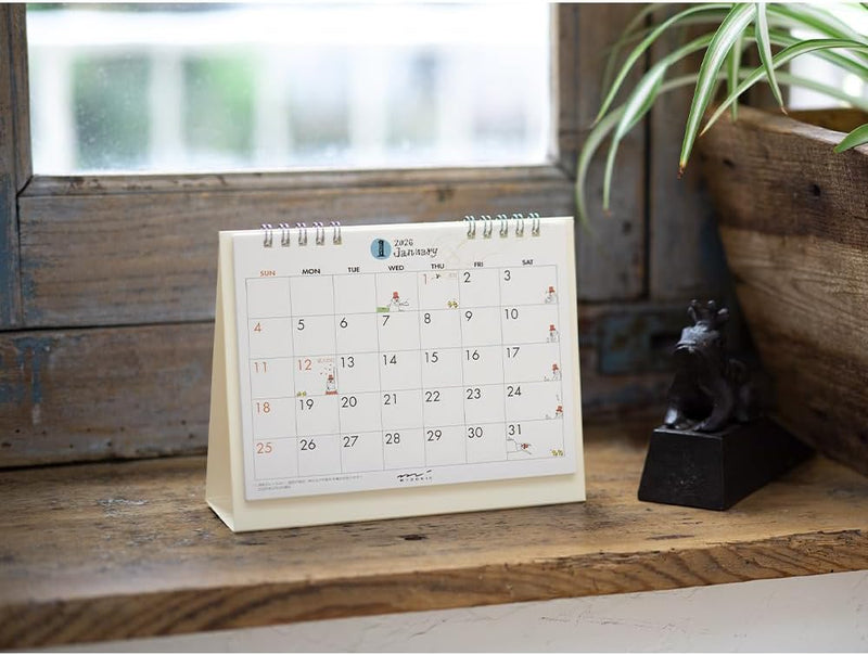 Midori 2026 Desk Calendar M Ojisan Pattern 31363006