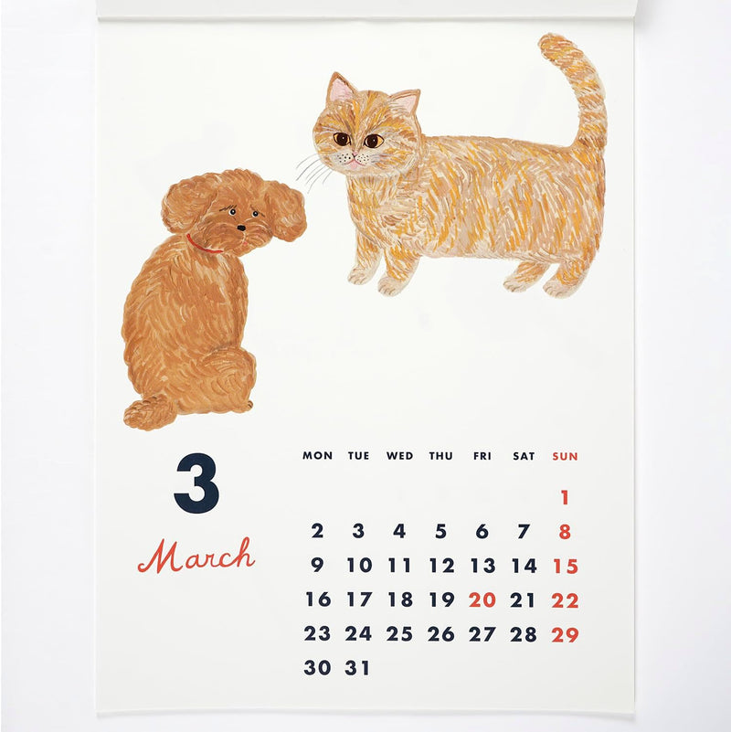 Greeting Life 2026 Wall Calendar Kahoko Sodeyama Cat & C-1675-SD