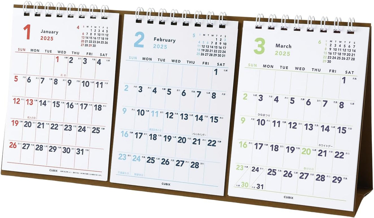 M-PLAN 2025 Cubics Desk Calendar Large 3-Month Basic 203924-01