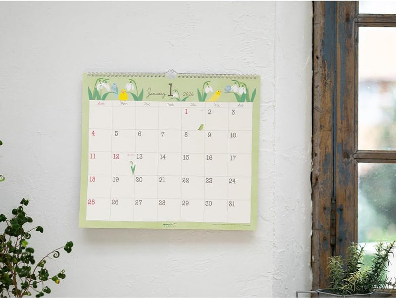 Midori 2026 Wall Calendar L Bird Pattern 31377006