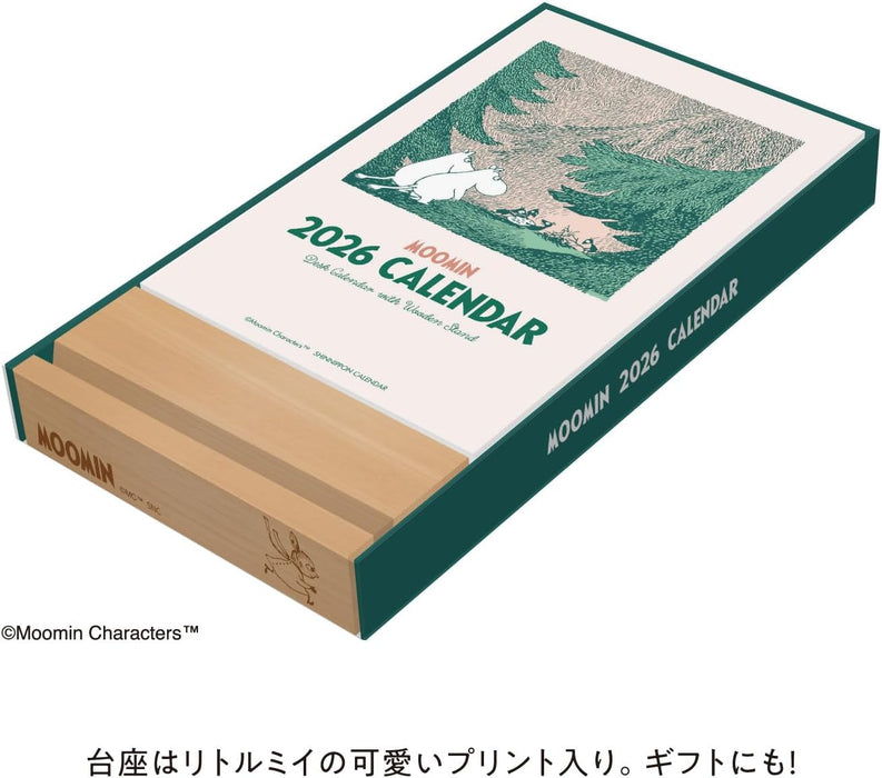 New Japan Calendar 2026 Desk Calendar Moomin Desk Calendar with Wooden Stand NK4330