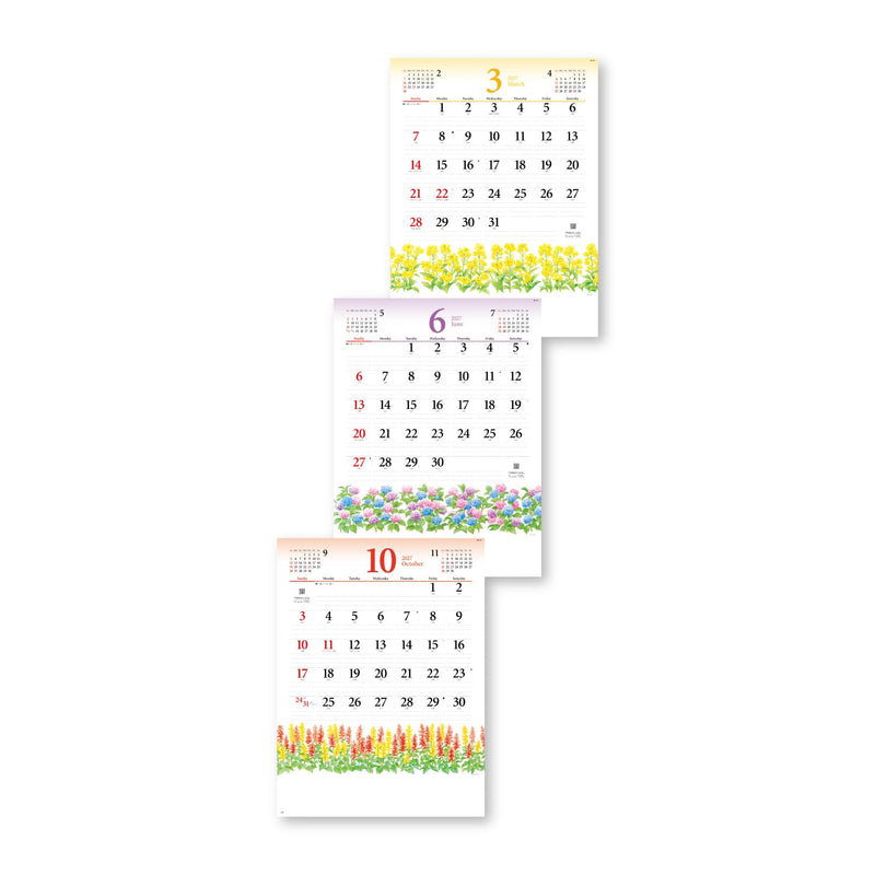 New Japan Calendar 2027 Wall Calendar Flowery Memo NK173