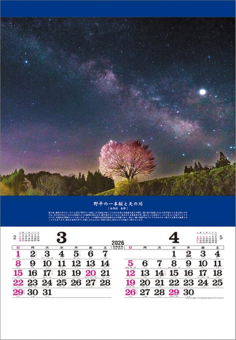 Todan 2026 Wall Calendar Miraculous Scenery: Inviting Good Fortune (Film) TD-504 CL26-1045