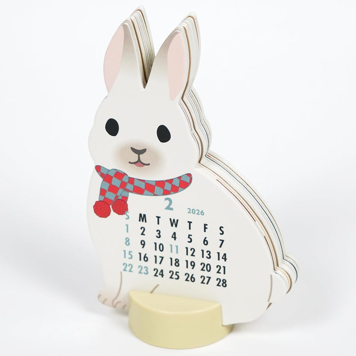 Greeting Life 2026 Desk Calendar Animal Die Cut Rabbit C-1719-ET