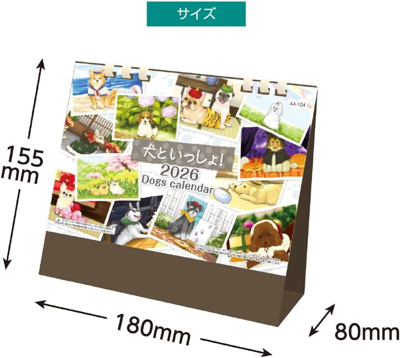 King Corporation 2026 Desk Calendar Together with Dogs! 155 x 180mm KC10040